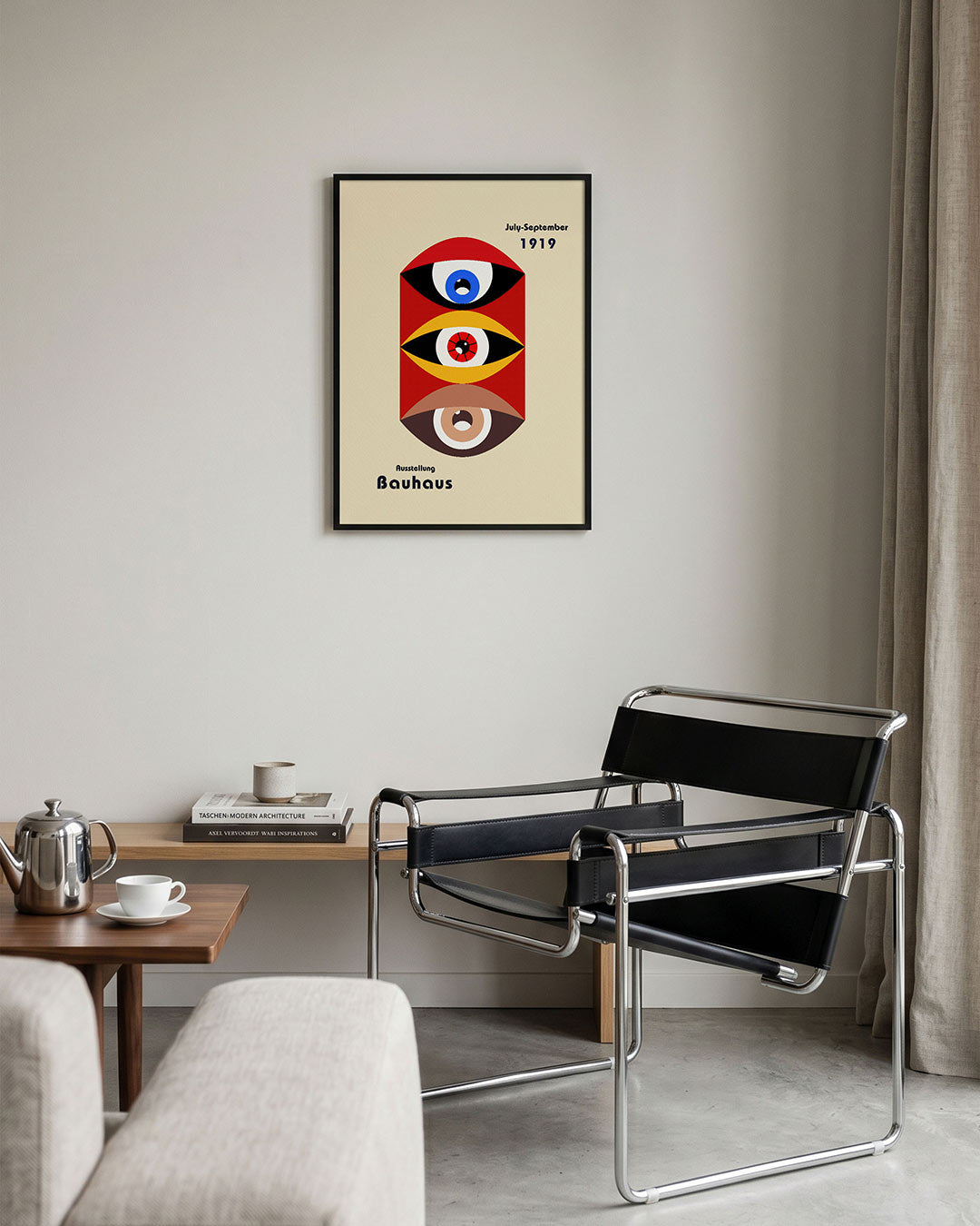 Oogvormen en kleur – geometrische Bauhaus poster in staand formaat