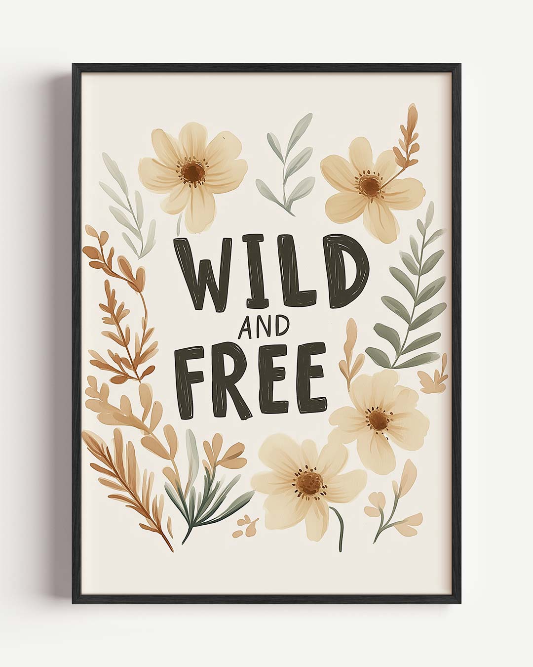 Wild and Free Bloemenposter – kids portret poster als wanddecoratie