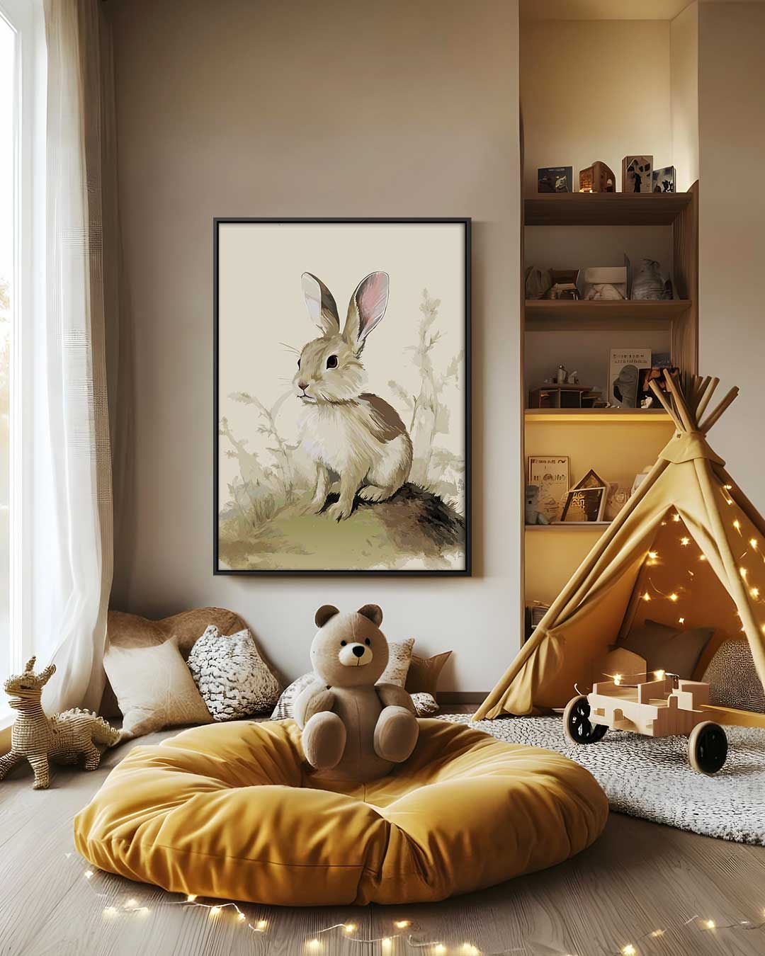 Schattig Konijn in de Natuur – modern portret kunstwerk van WallArtistic