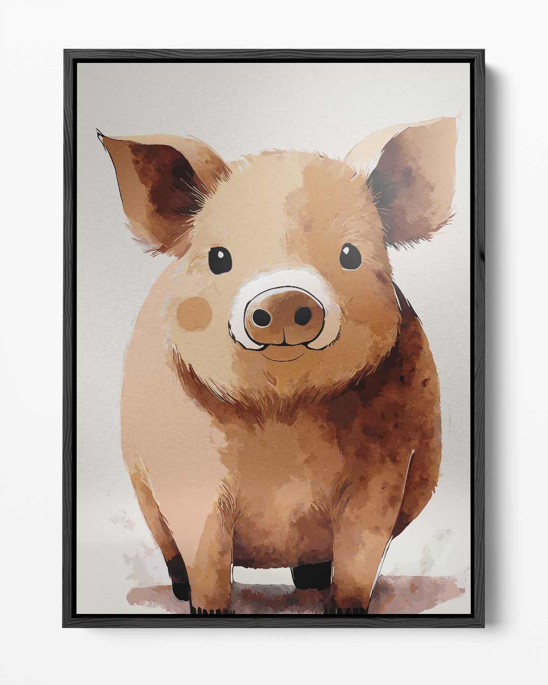 Schattig Biggetje Portret – portret kunstwerk als wanddecoratie