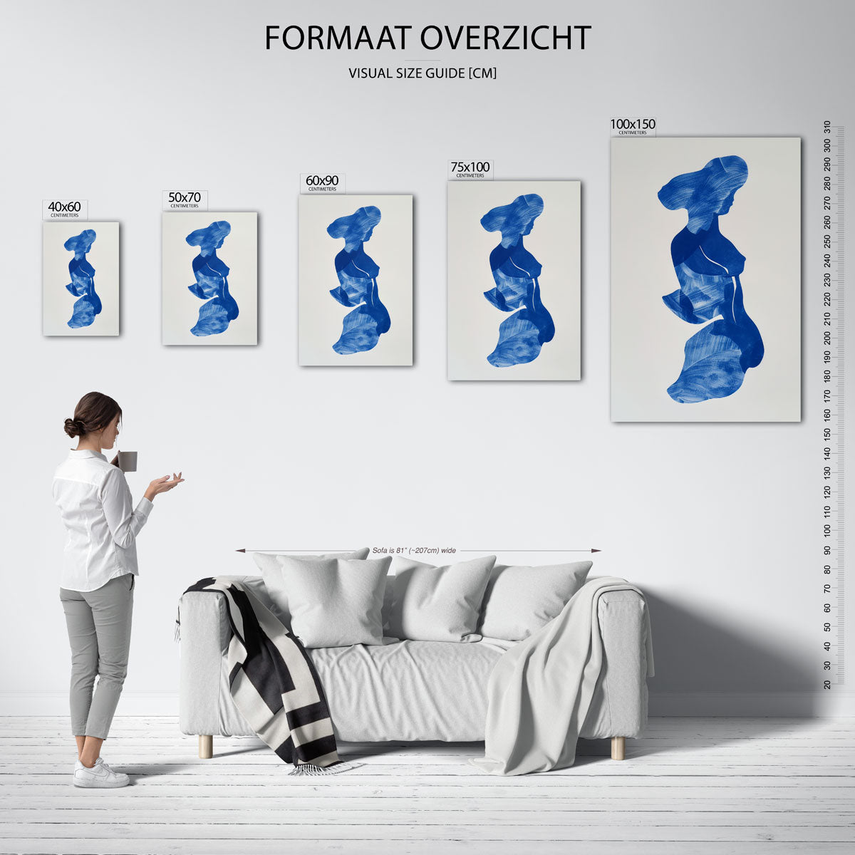Gestroomlijnde silhouet – staand wanddecoratie kunstwerk