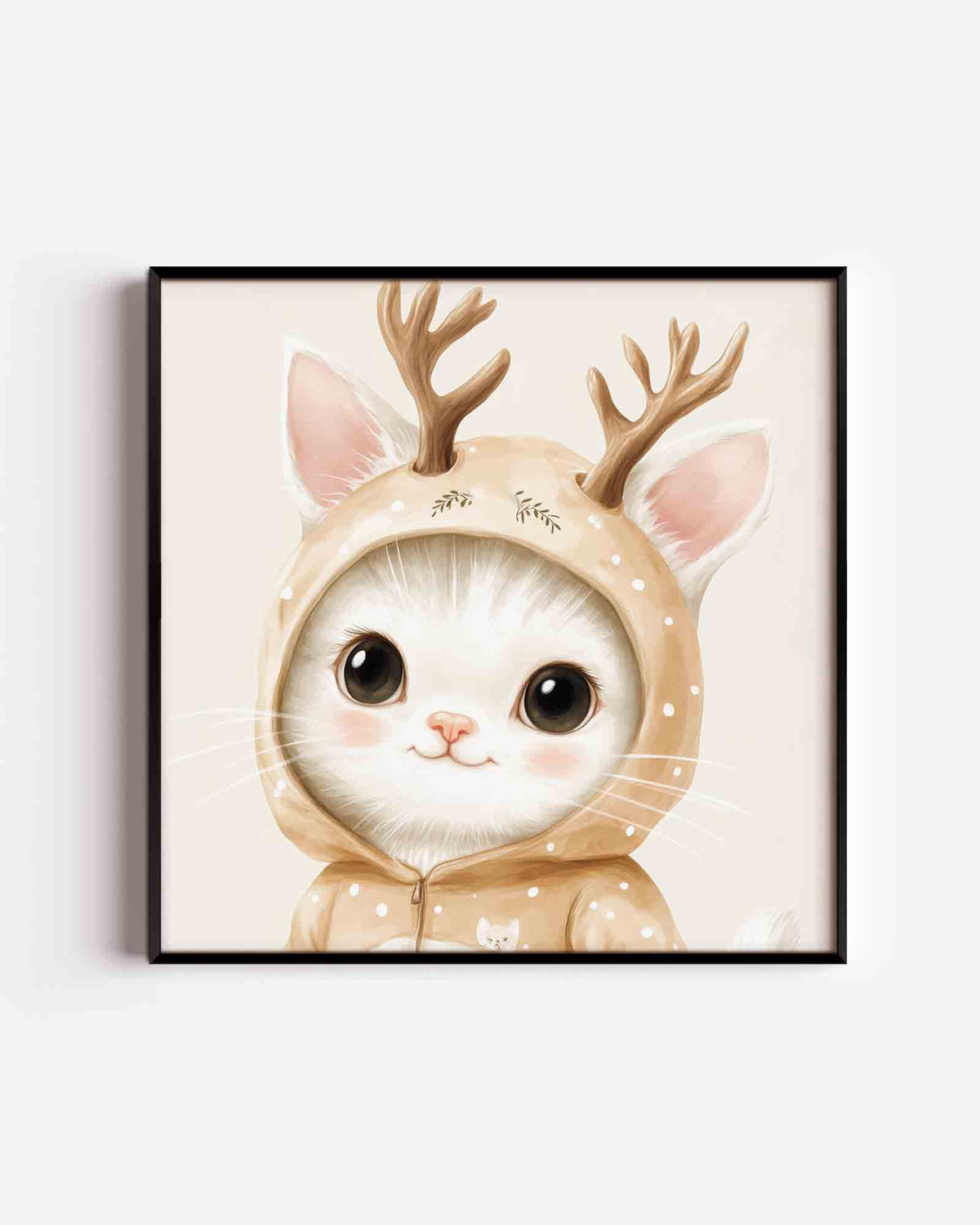 Kat met gewei – vierkante kinderposter als wanddecoratie