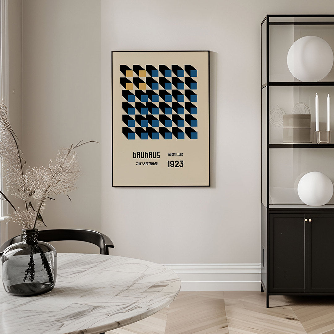 Vorm en schaduw – geometrische Bauhaus poster in staand formaat