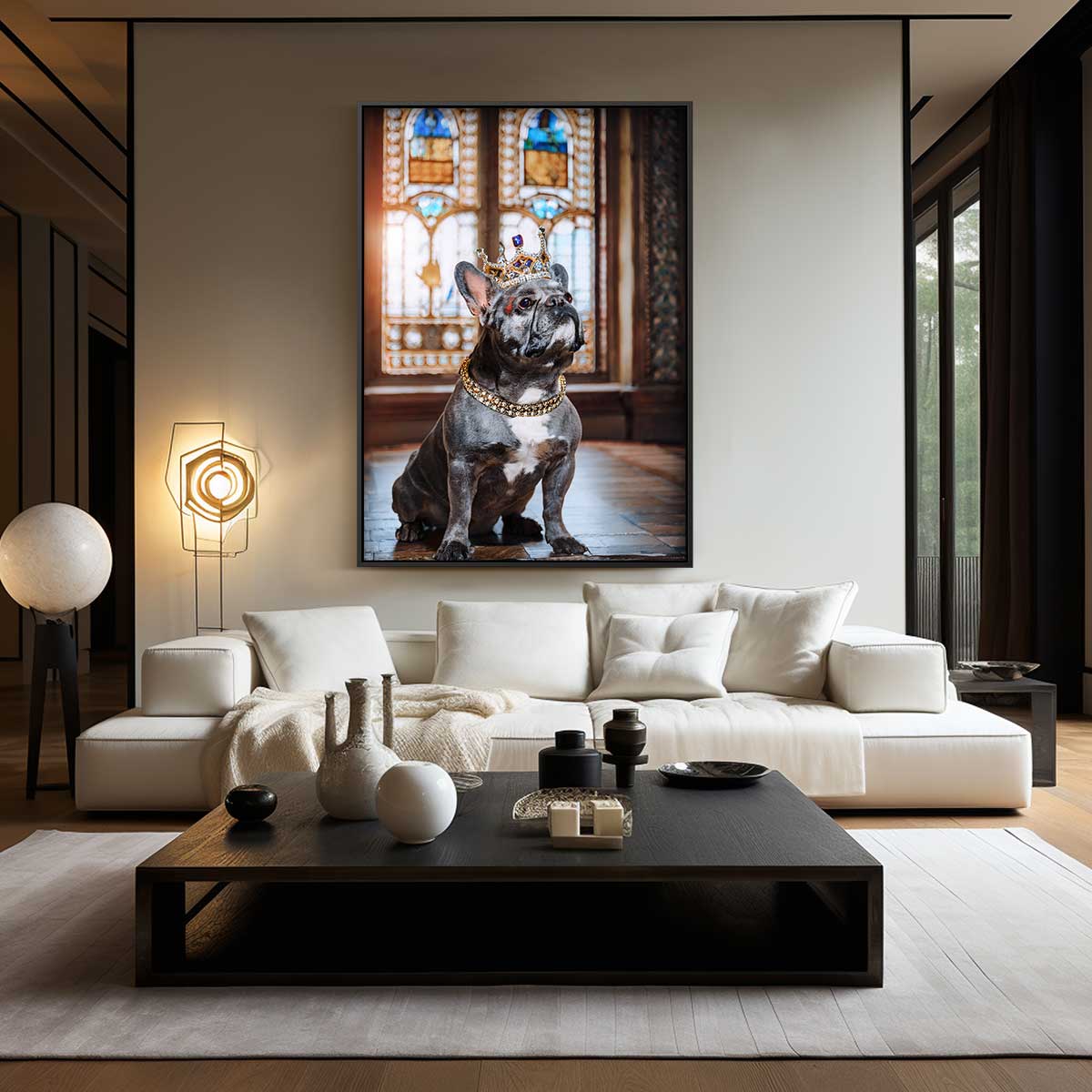 Koninklijke Bulldog Portret – kunstwerk met zwarte baklijst