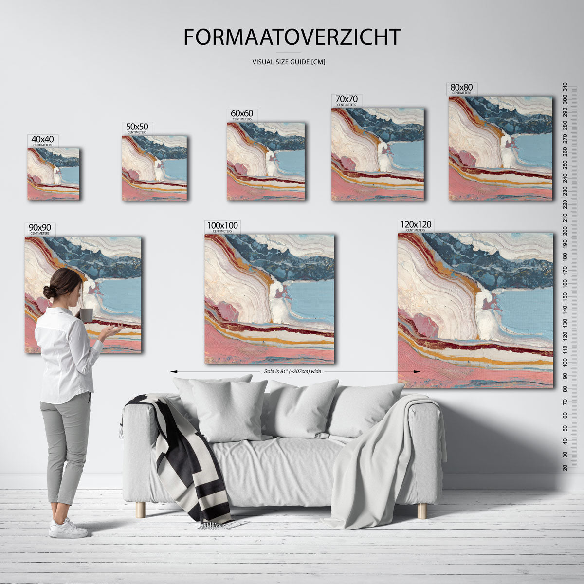 Abstracte lagen – vierkante muurposter met abstracte vormen