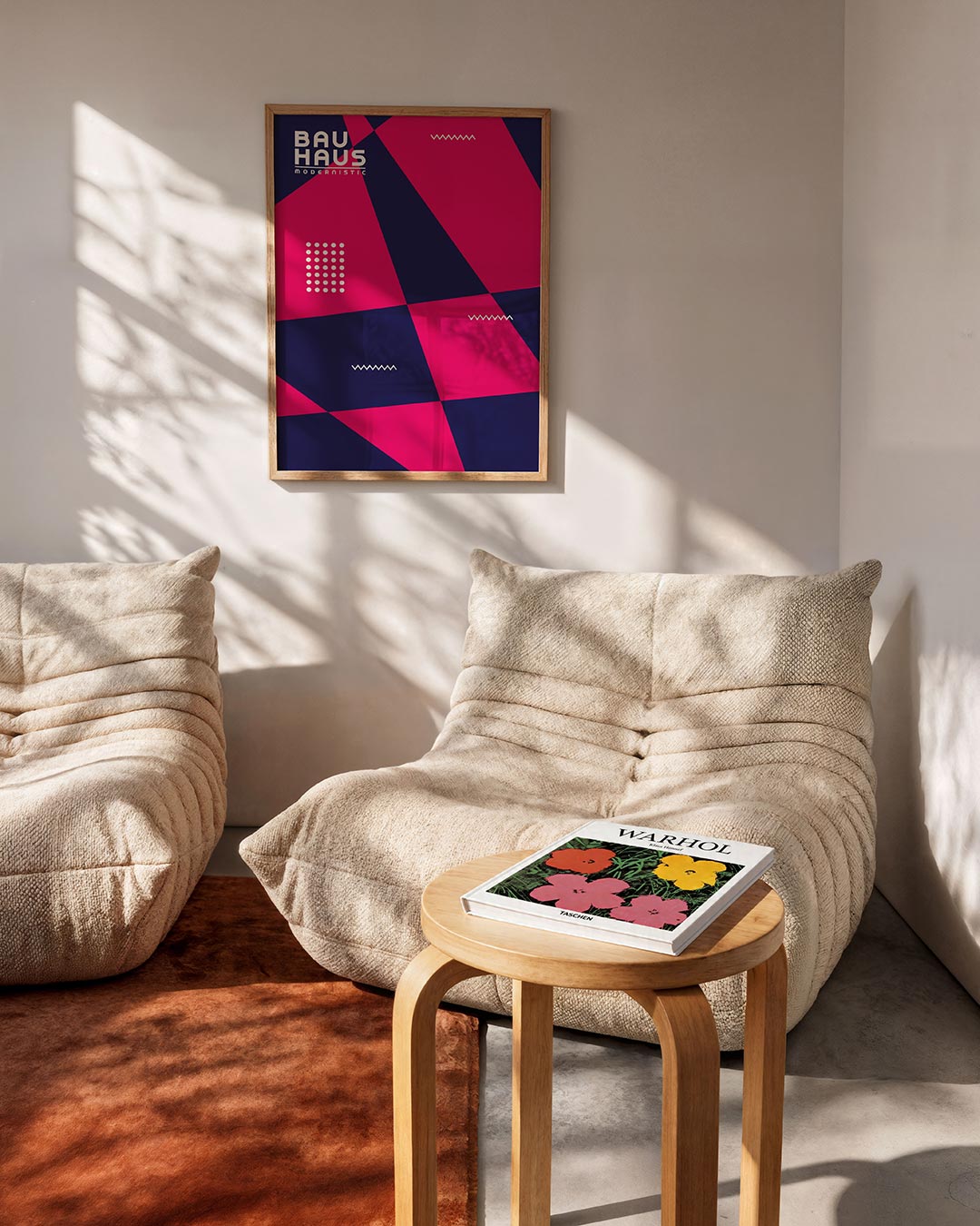 Vorm en kleurvlakken – geometrische Bauhaus poster in staand formaat