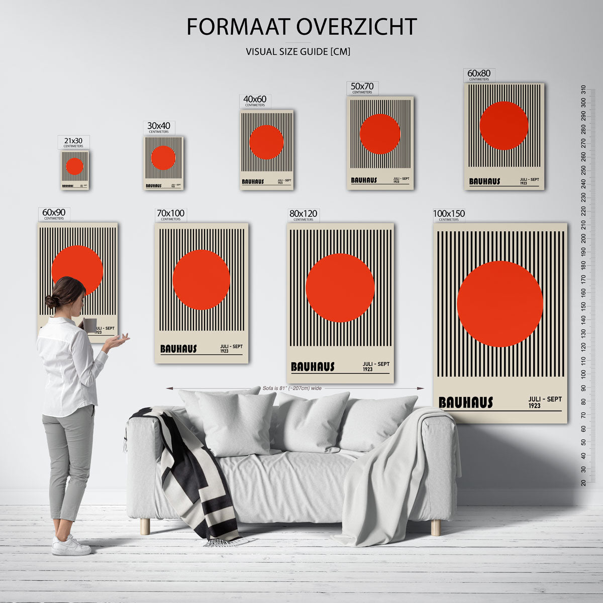 Cirkel en lijnen – geometrische poster in Bauhaus-stijl van WallArtistic