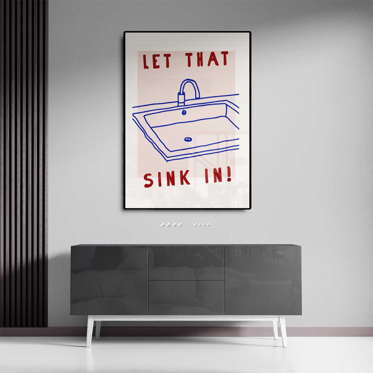 Humoristisch Wasbak Illustratie – canvas kunstwerk als wanddecoratie