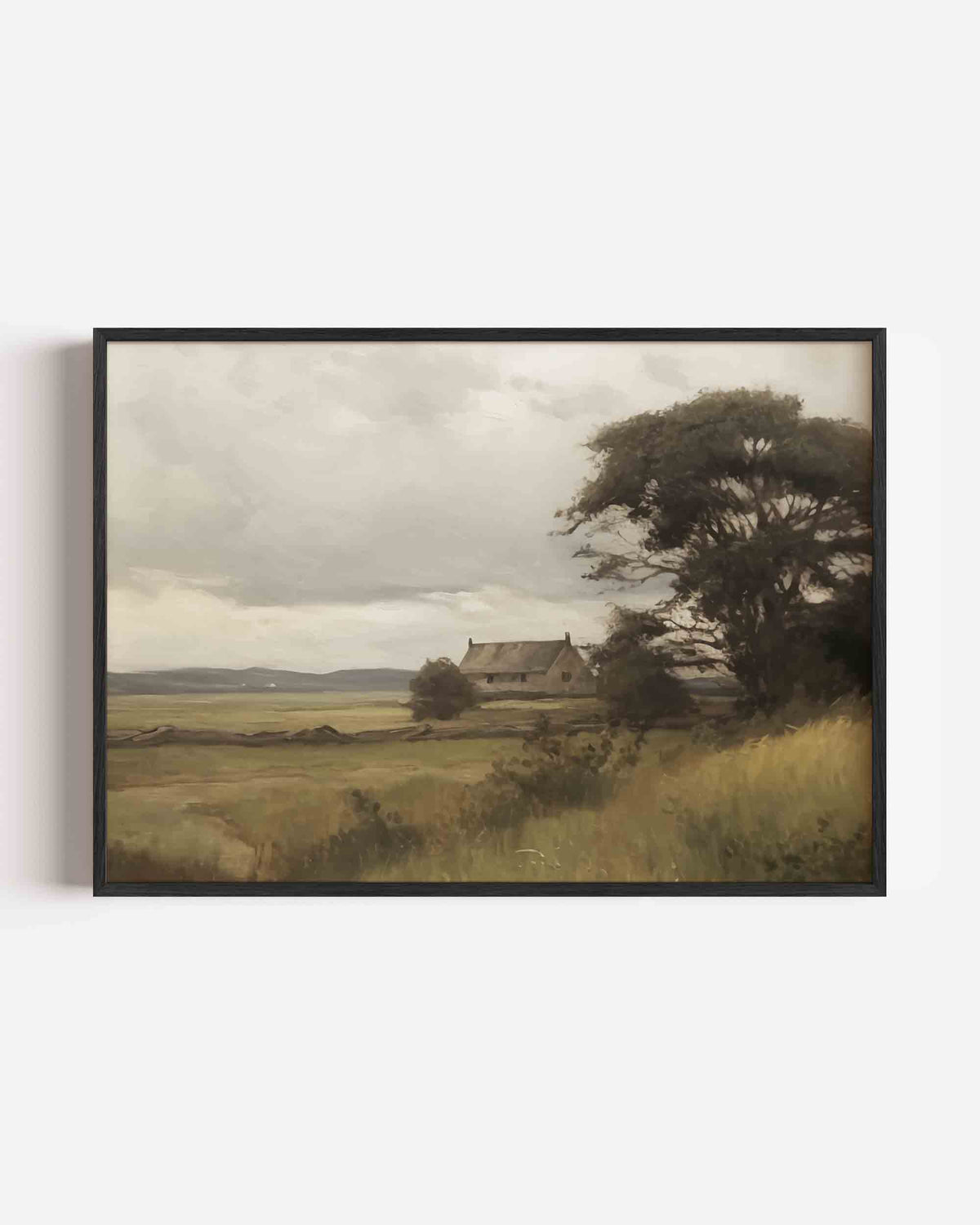Landschap met huis – hedendaagse illustratie poster in landscape formaat