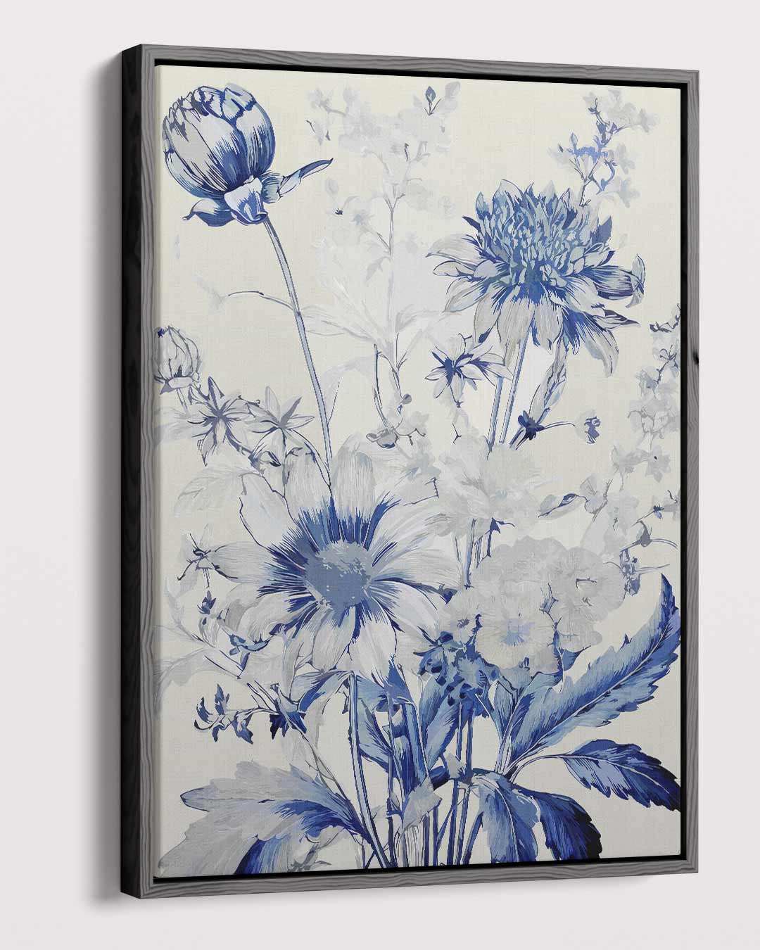 Bloemboeket in Blauw Kunstafdruk – dibond kunstwerk als wanddecoratie