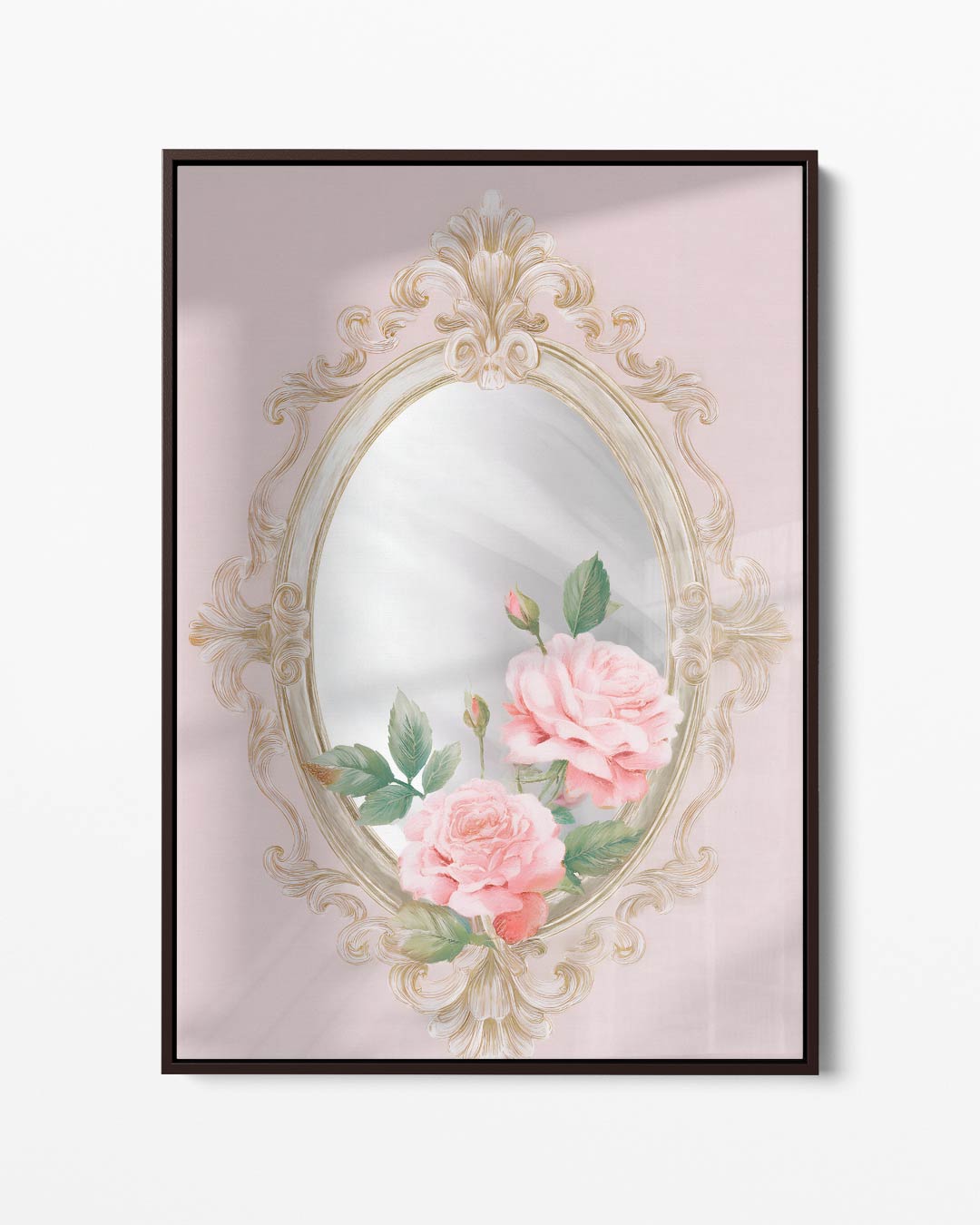 Vintage Spiegel met Rozen – portret kunstwerk als wanddecoratie