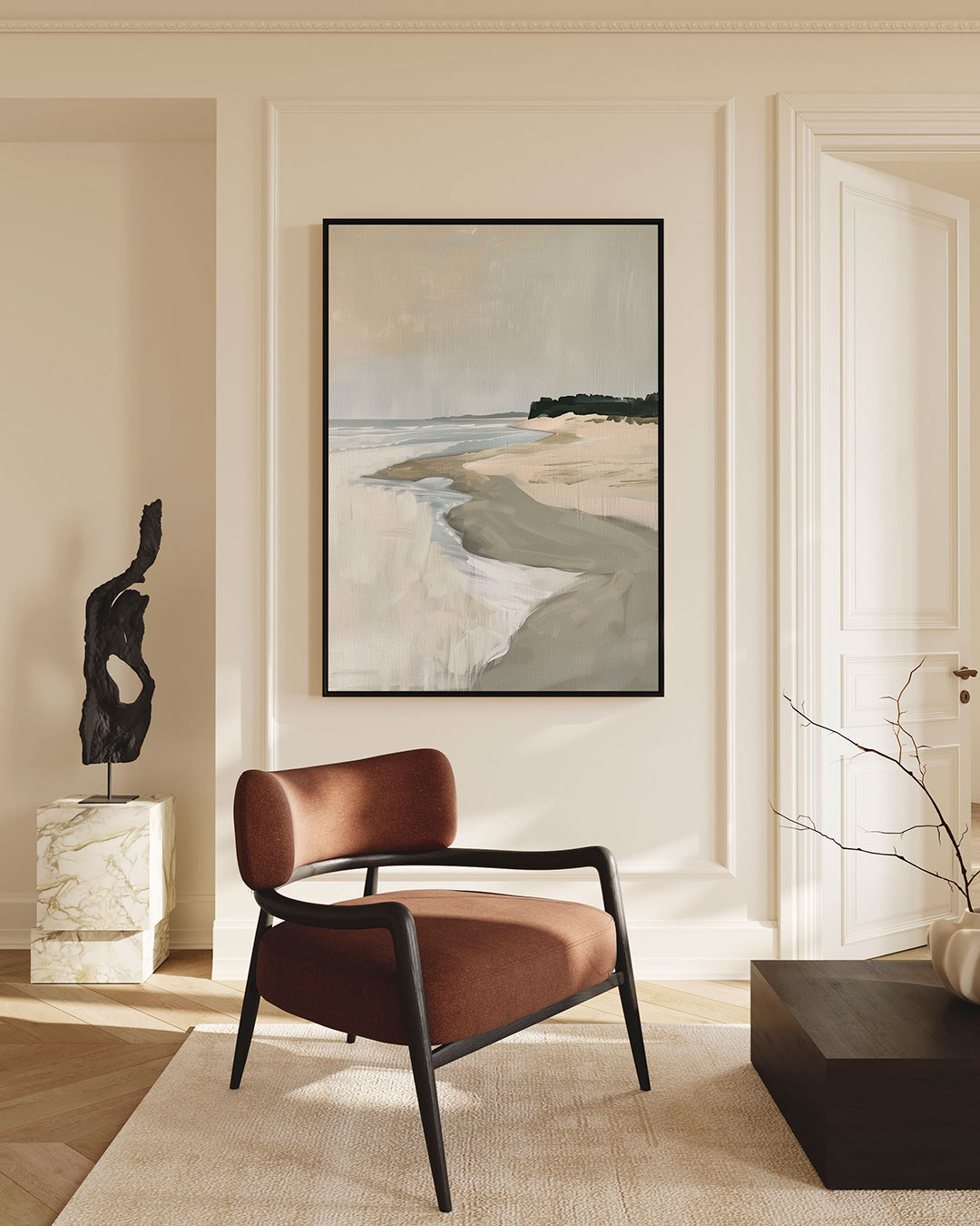 Rustige kustlijn – staand wanddecoratie kunstwerk