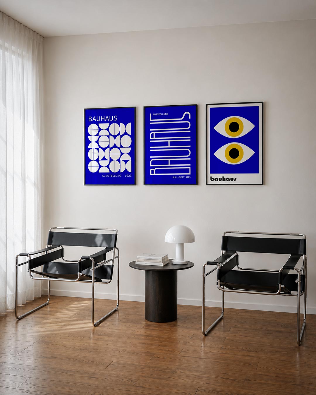 Vormen en vlakken driedelige posterset – deze posterset in drie delen toont een speelse ordening van witte geometrische