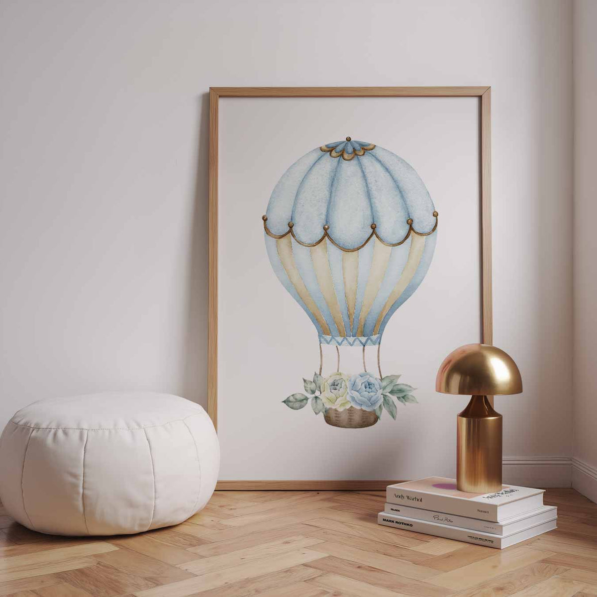 Dromerige Luchtballon – speelse wandkunst als portret kinderposter