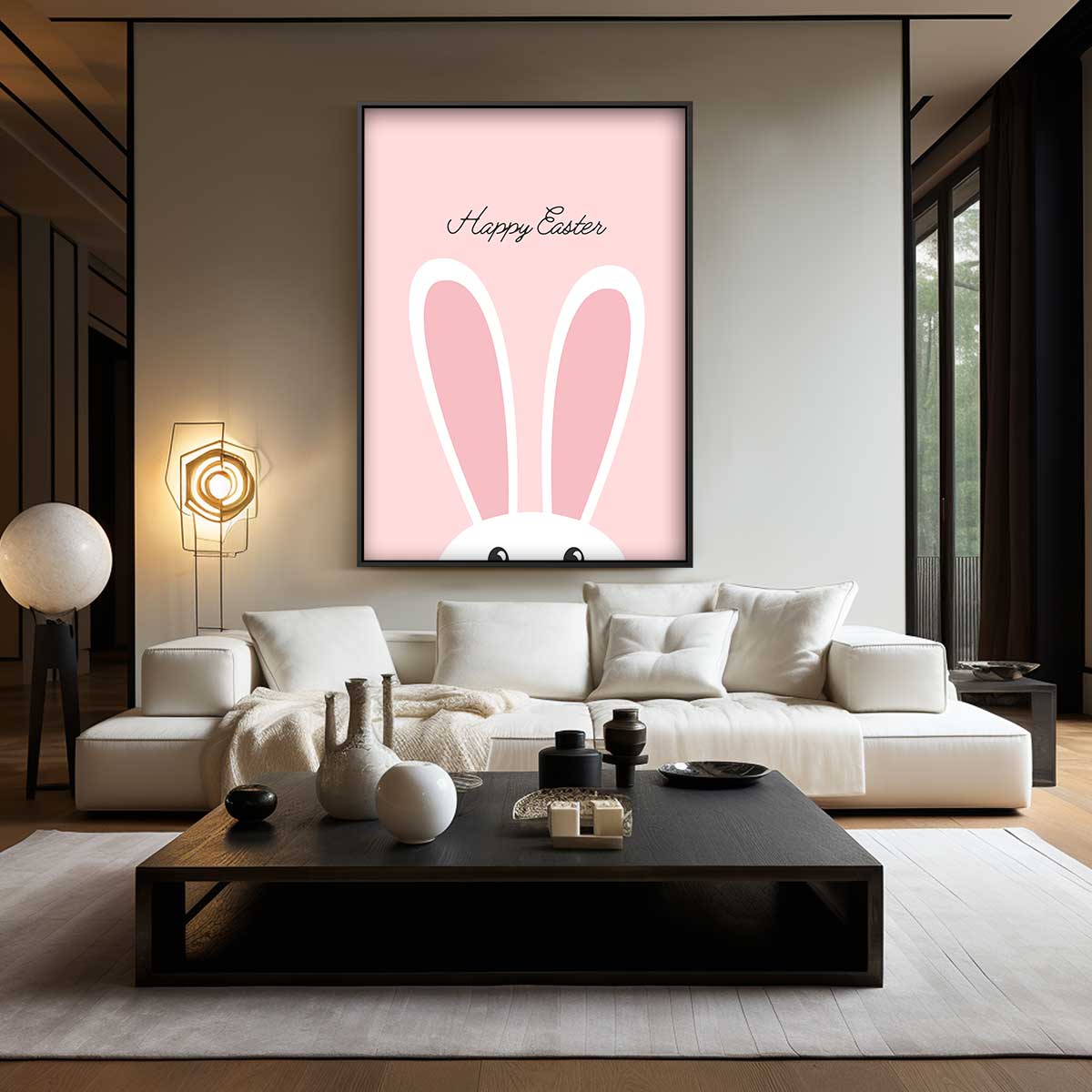 Vrolijke Paashaas Poster – dibond wanddecoratie in staand formaat