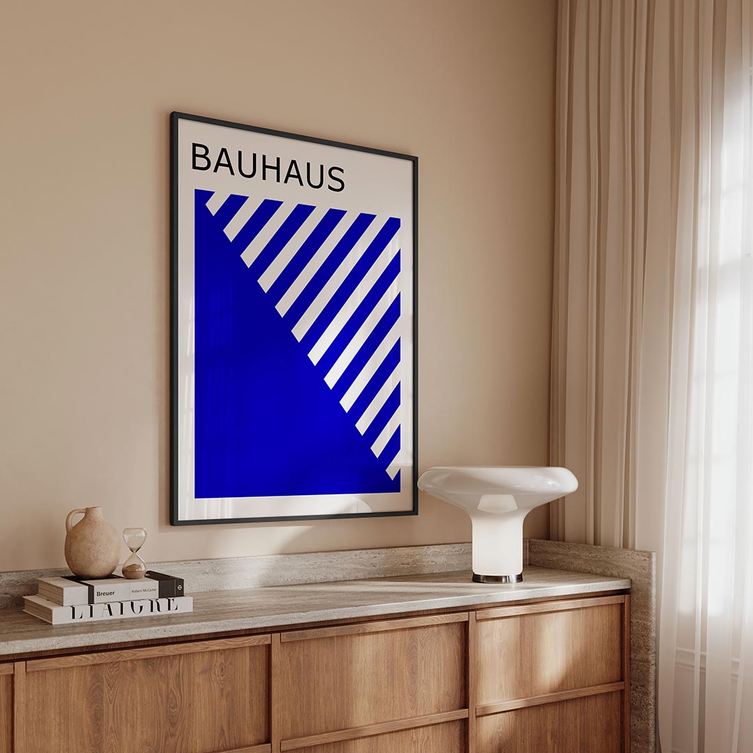 Lijnen en vlakken – geometrische Bauhaus poster in staand formaat