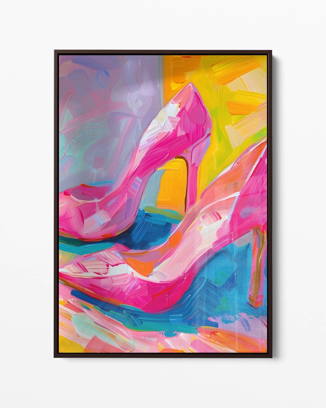Stijlvolle Roze Pumps – portret kunstwerk als wanddecoratie
