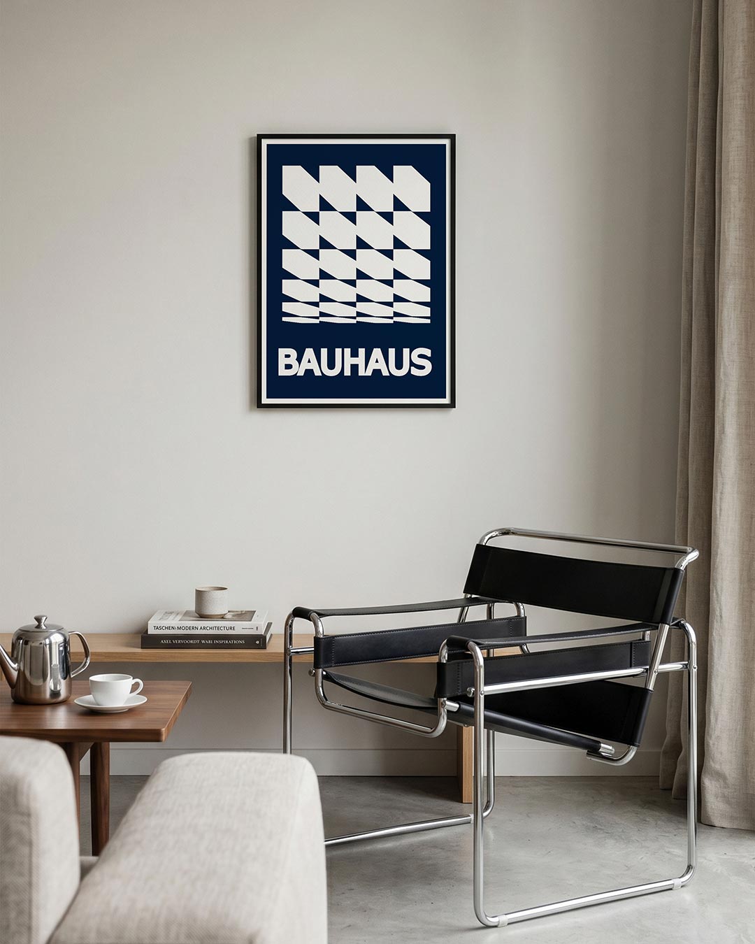 Vormritme en lijnen – geometrische Bauhaus poster in staand formaat