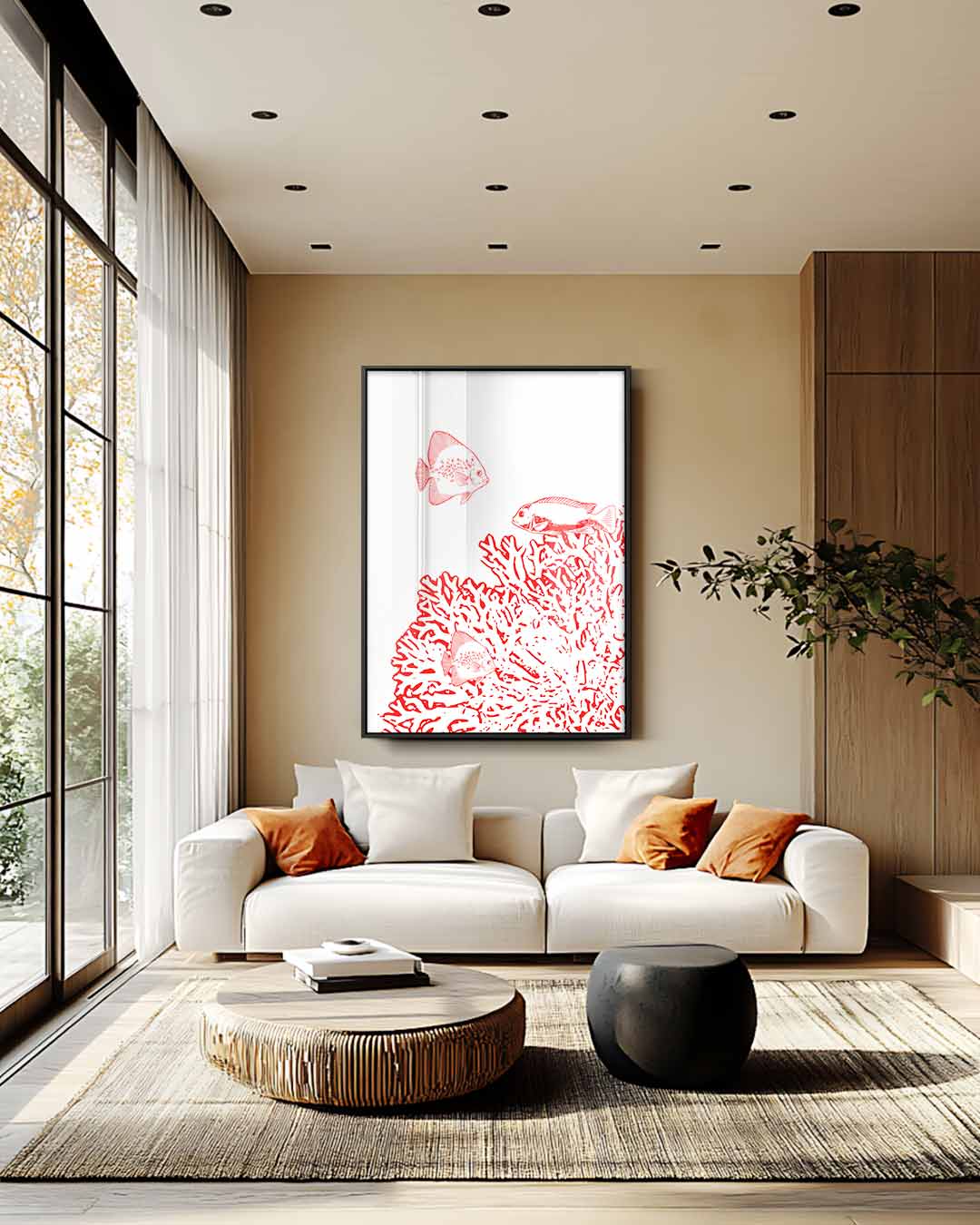 Onderwateravontuur in Rood – plexiglas wanddecoratie in portret formaat