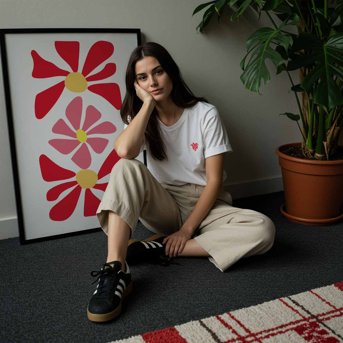 Bloemenvlucht – staande muurposter met bloemen