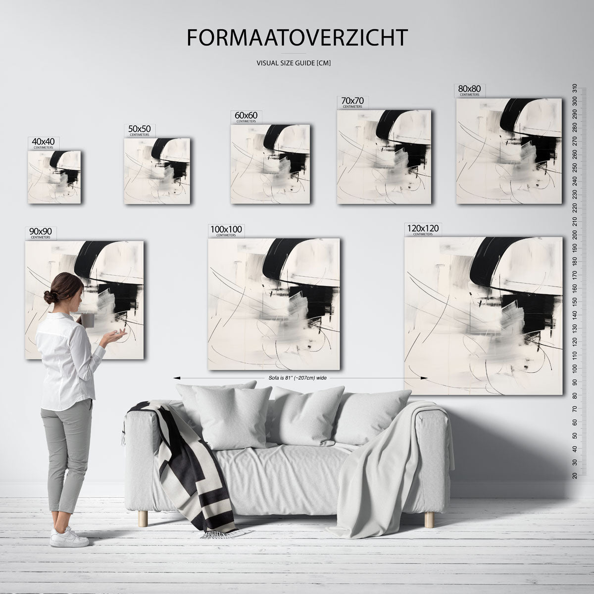 Abstracte lijnen en vormen – vierkante muurposter met kleurrijke vormen