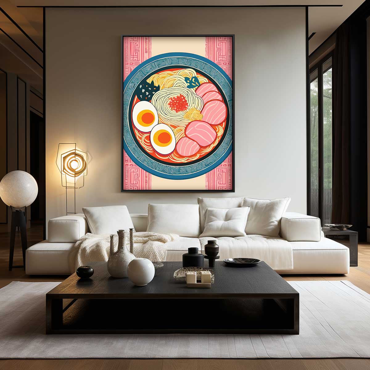 Kleurrijke Ramen Illustratie – kunstwerk met zwarte baklijst