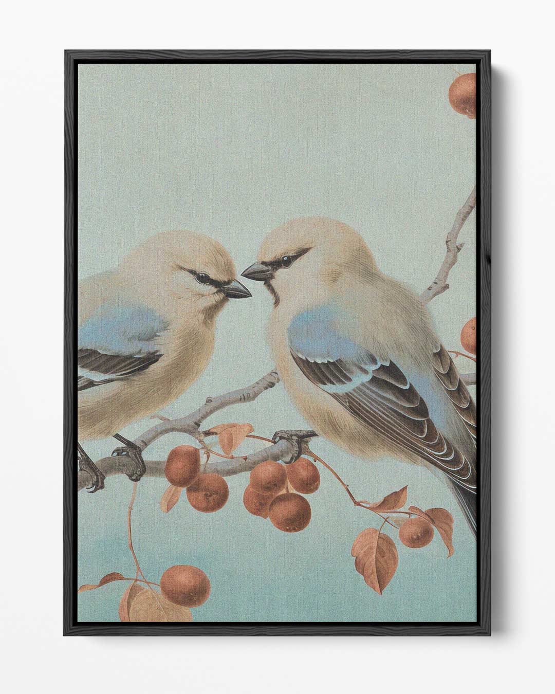 Twee Vogels op een Tak – portret kunstwerk als wanddecoratie