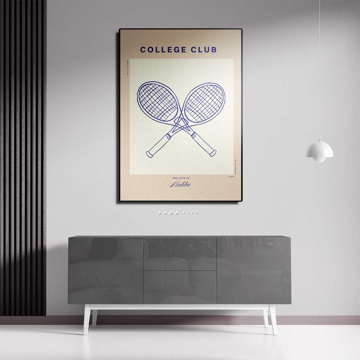 College Club Tennisposter – canvas kunstwerk als wanddecoratie