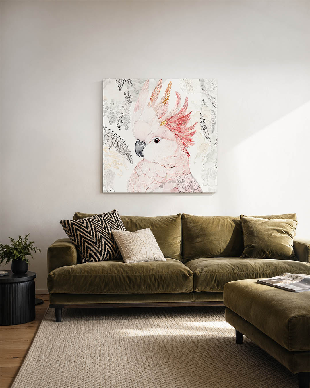Vogeldetail illustratie kunstwerk – sfeerbeeld – dit werk toont een gedetailleerde vogel met sierlijke veren en subtiele