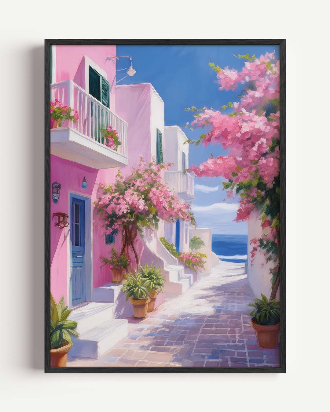 Mediterraan Straatje – zomer portret poster als wanddecoratie