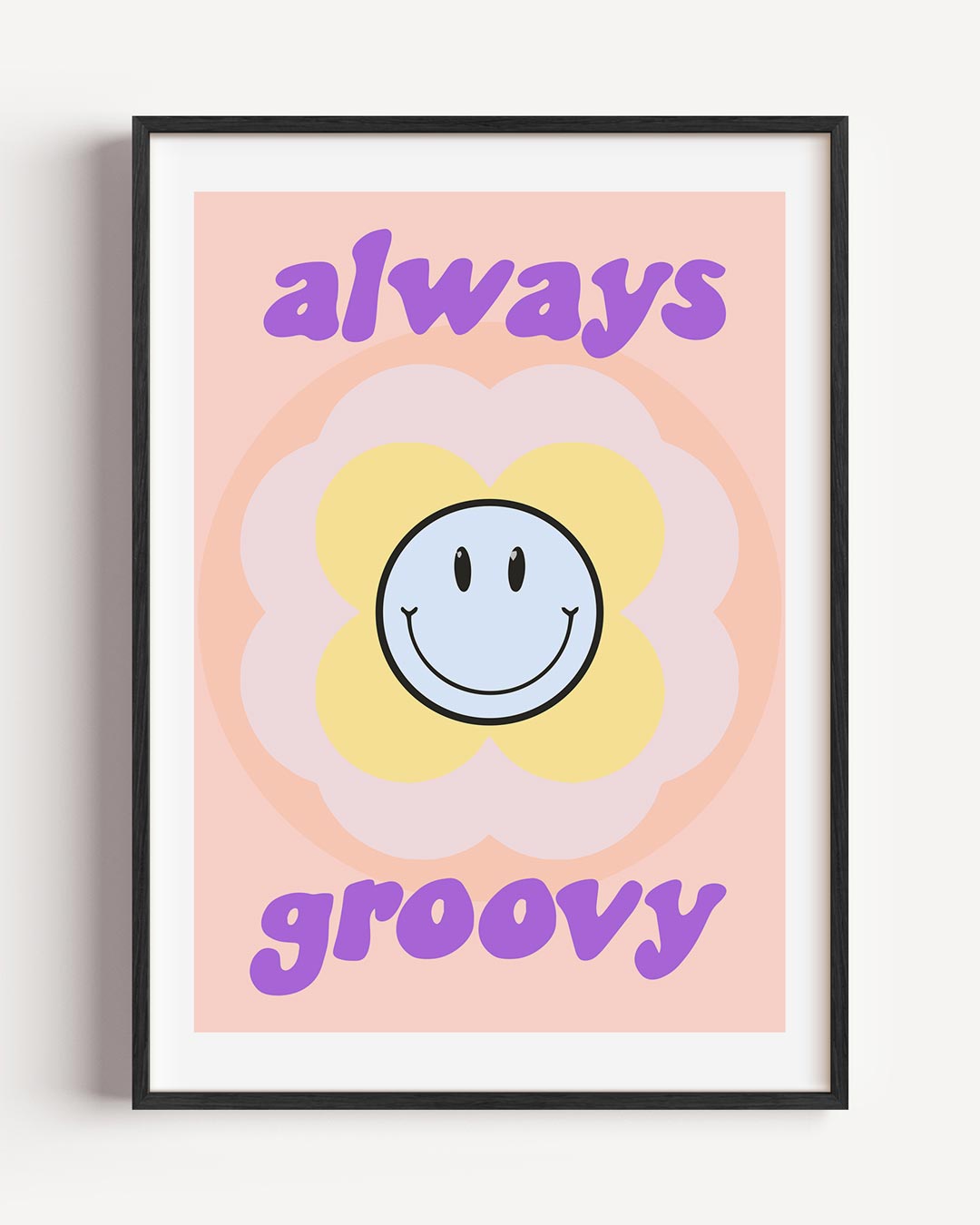 Always Groovy Smiley – moderne portret poster als wanddecoratie