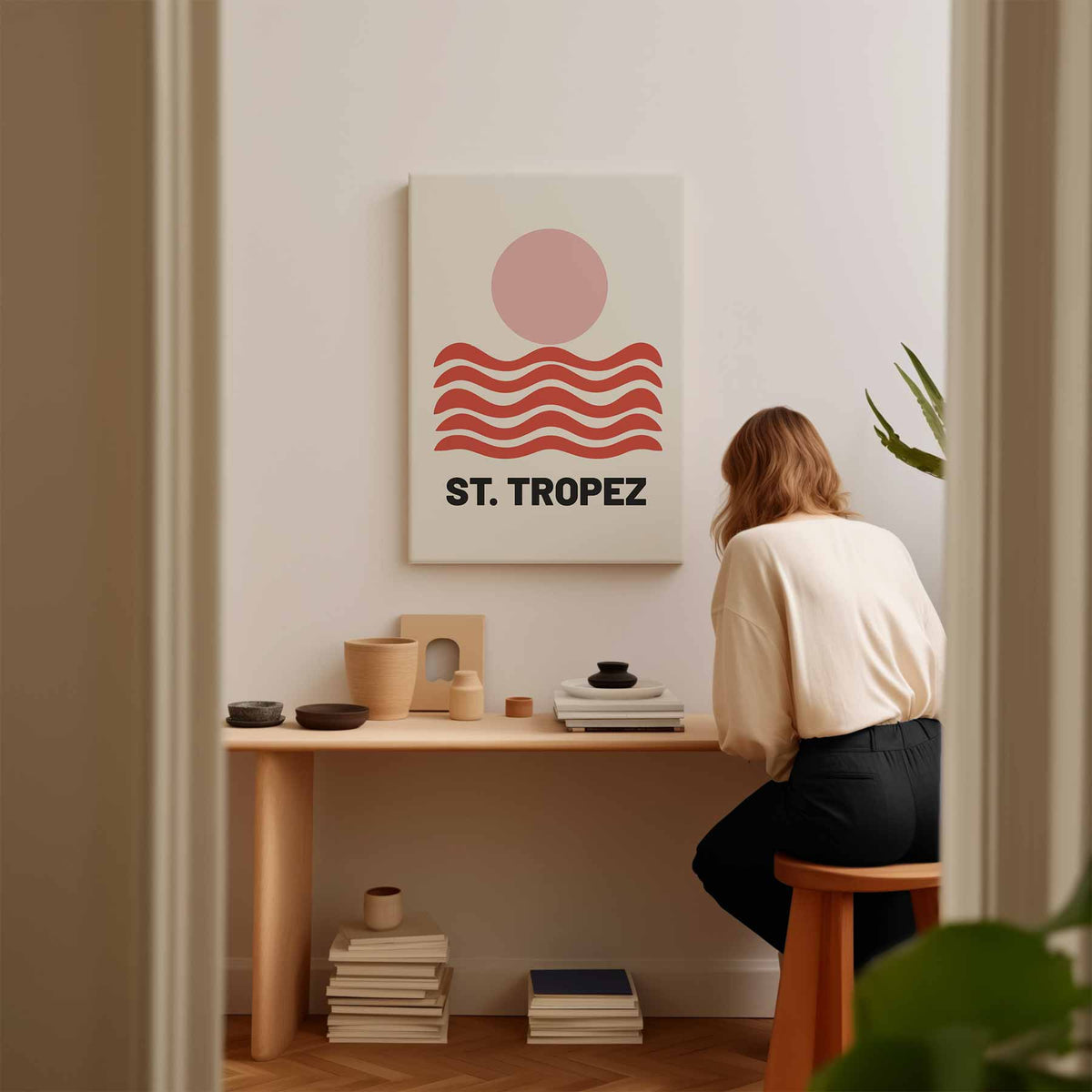Zonnige St. Tropez – staande wandkunst voor woonkamer of interieur