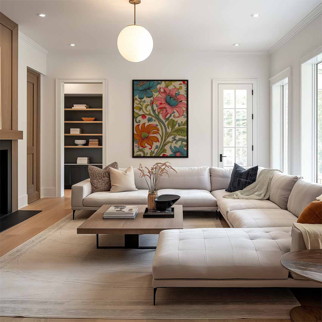 Bloemenpracht in Kleurrijke Bloeisels – staand kunstwerk voor modern interieur