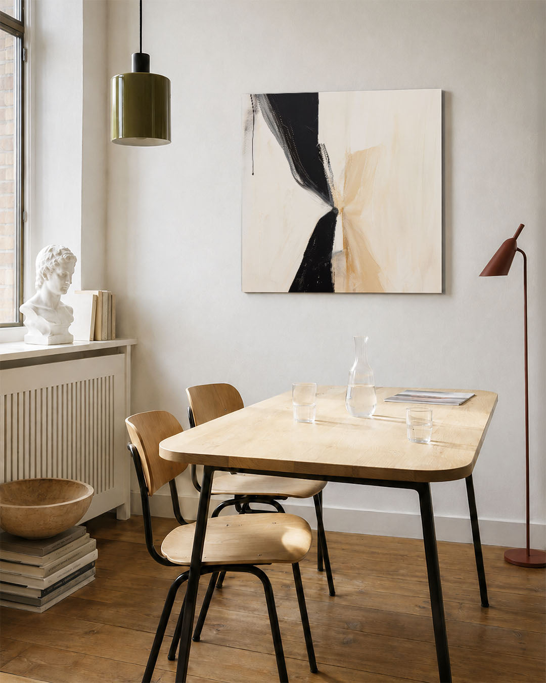 Dynamische vormen kunstwerk – vierkante wanddecoratie – dit kunstwerk toont een krachtige compositie van vloeiende lijnen en