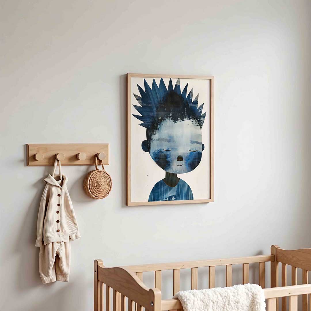 Blauw figuur – kinderposter in staand formaat