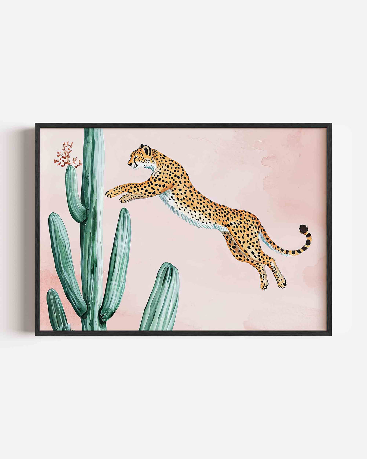 Springende cheetah – dieren landscape poster als wanddecoratie