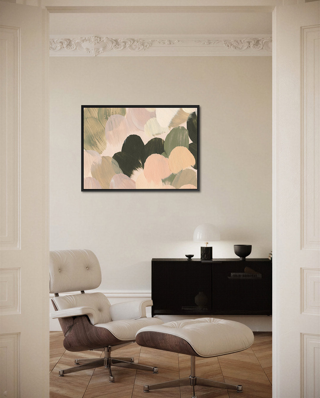 Zachte kleuren compositie – liggende wanddecoratie