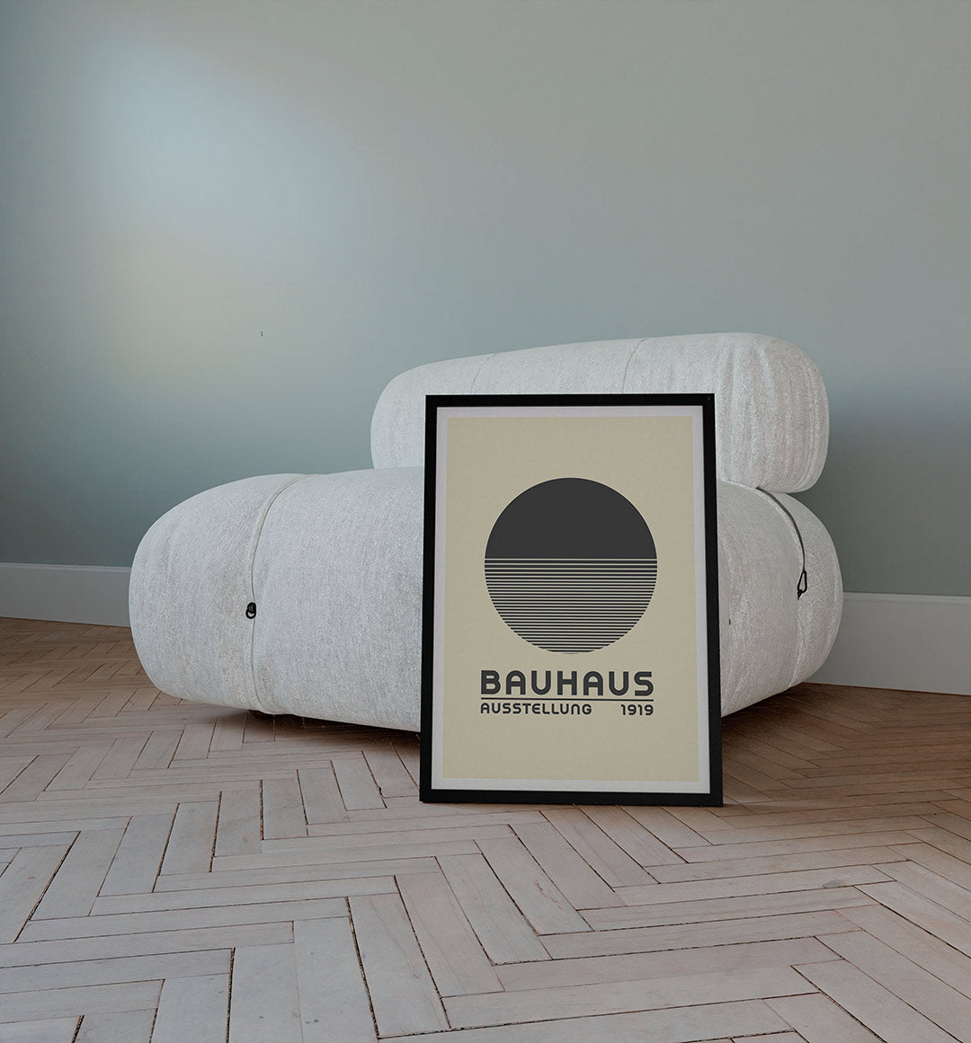 Cirkel en lijnen – staande Bauhaus poster voor aan de muur