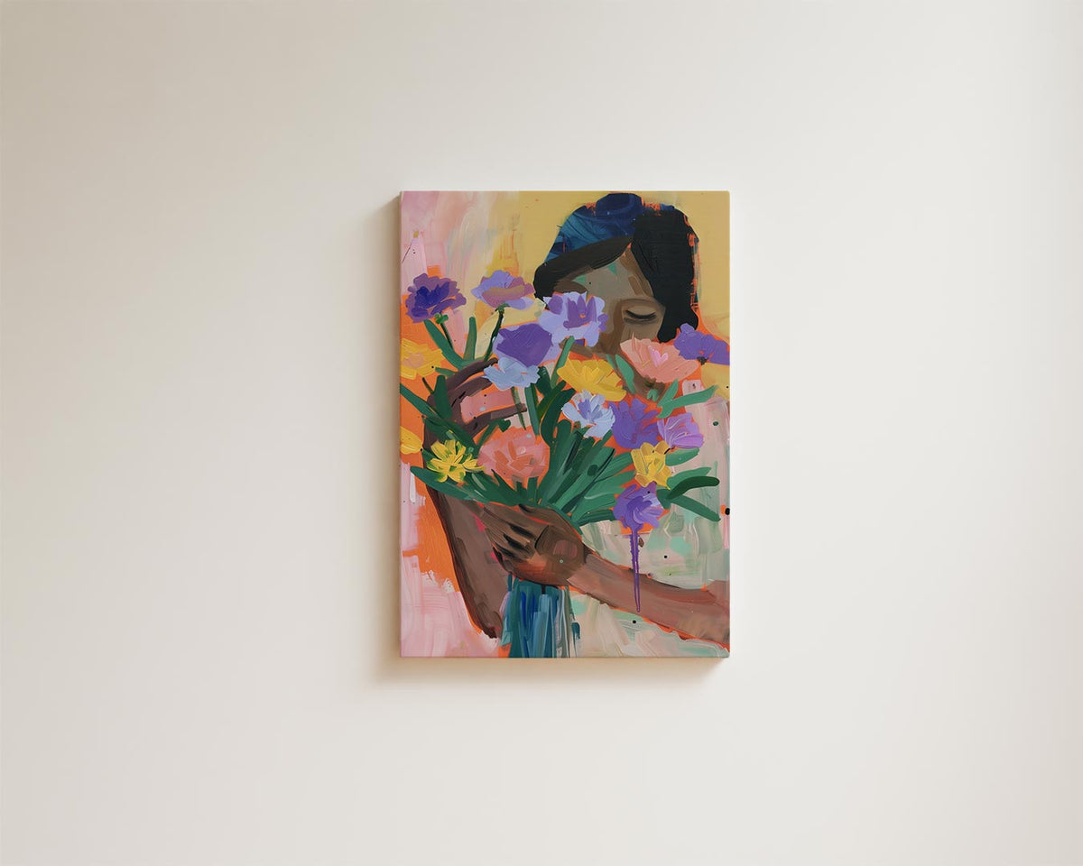 Bloemenliefde – modern portret kunstwerk van WallArtistic