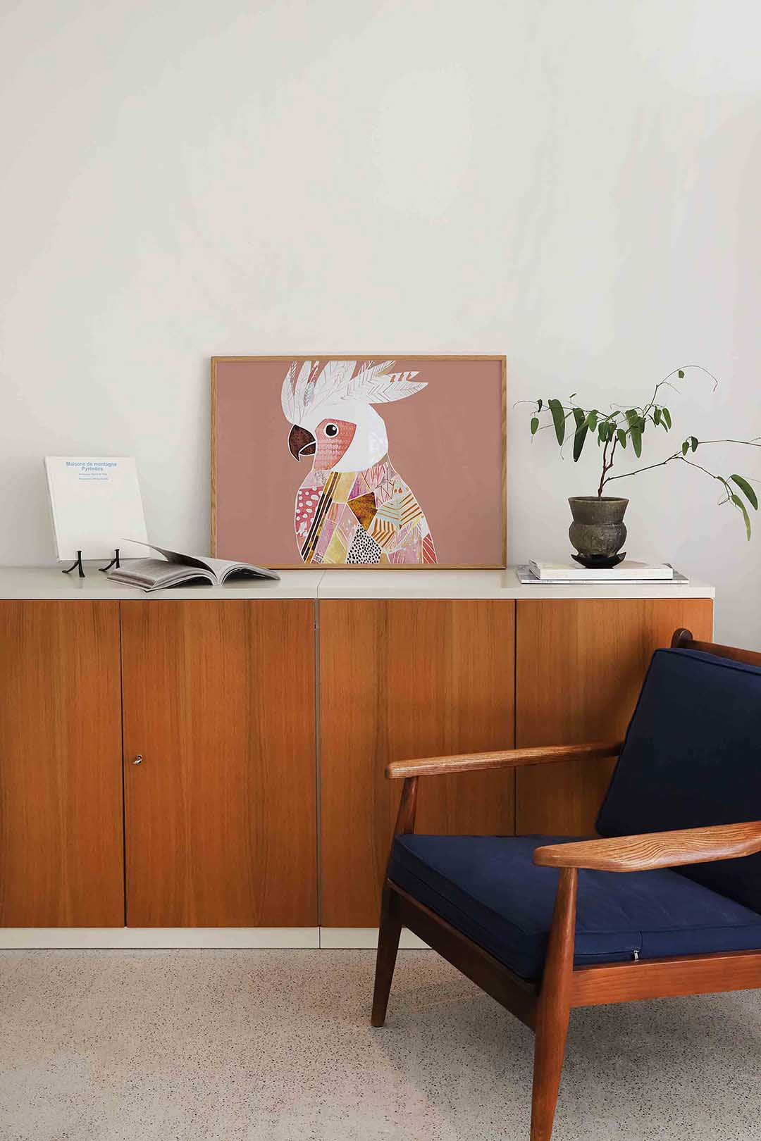 Papegaai met patronen – liggende dieren wanddecoratie van WallArtistic