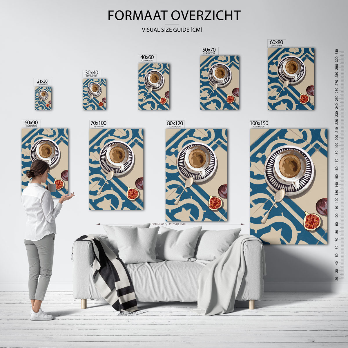 Koffiekopje en vijg – staande muurposter voor keuken of eethoek