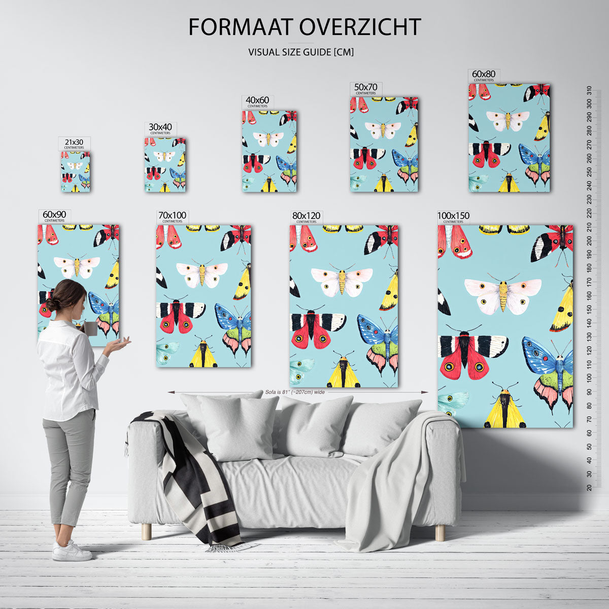 Vlinders en motten – staande muurposter met dierenthema