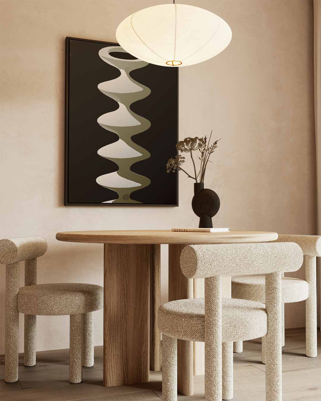 Abstracte Golfvaas – kunstwerk met zwarte baklijst
