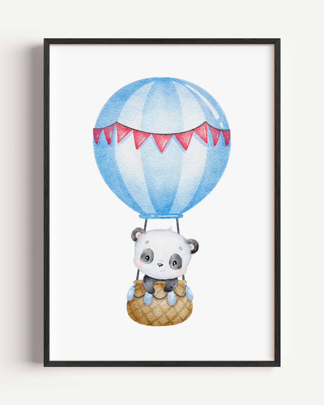 Schattige Panda In Luchtballon – kids portret poster als wanddecoratie