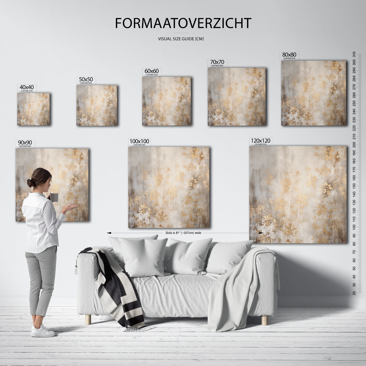 Bloemmotief – vierkante muurposter met abstracte vormen