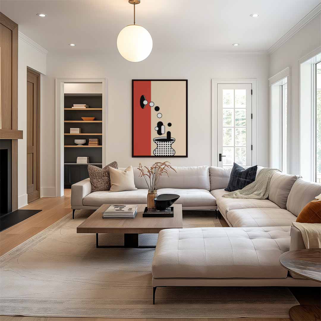Geometrische Vaas in Stippen – staand kunstwerk voor modern interieur