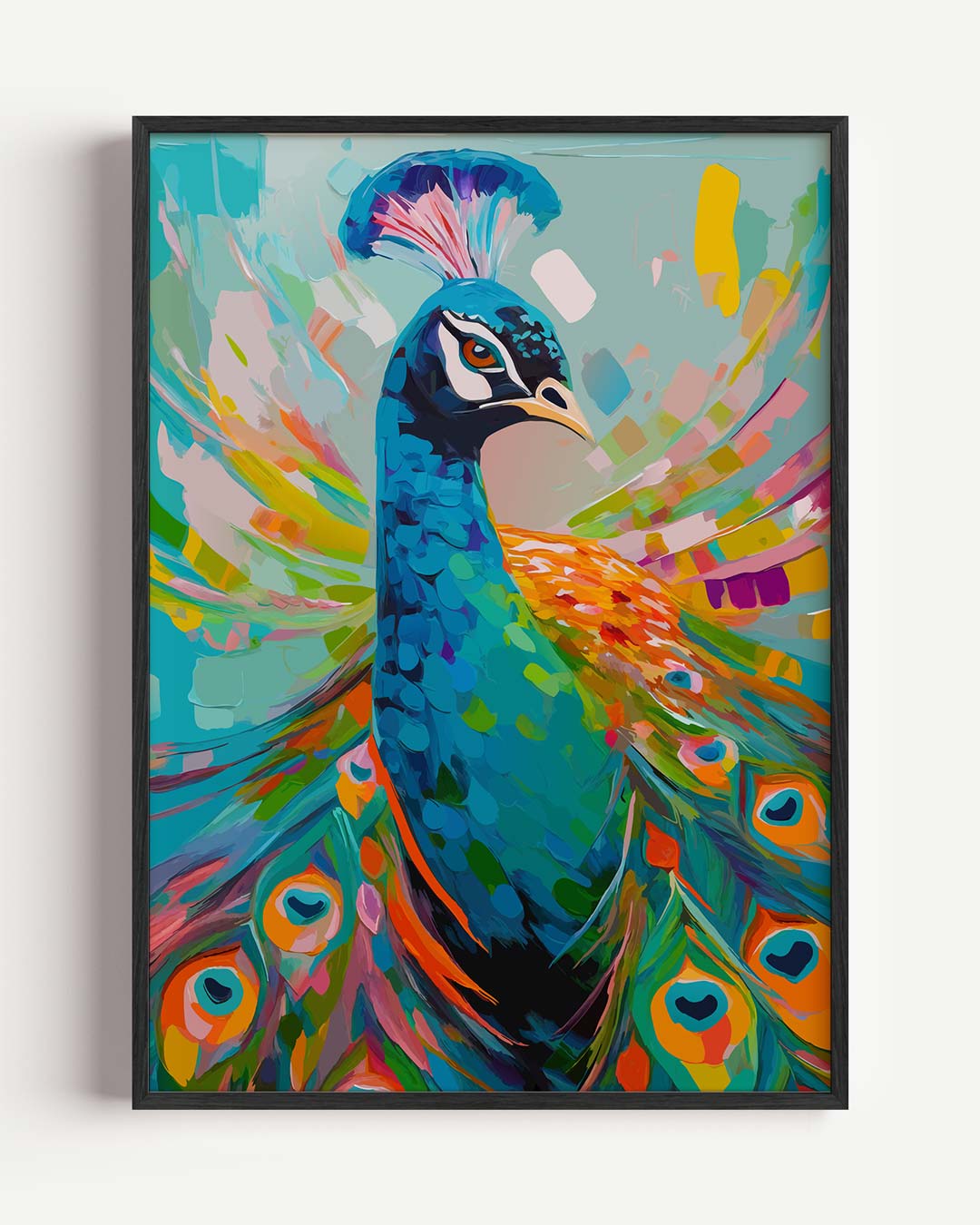 Kleurrijke Pauwenpracht – dieren portret poster als wanddecoratie