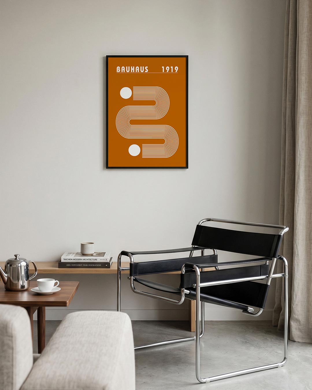 Lijnen en vlakkenspel – geometrische Bauhaus poster in staand formaat