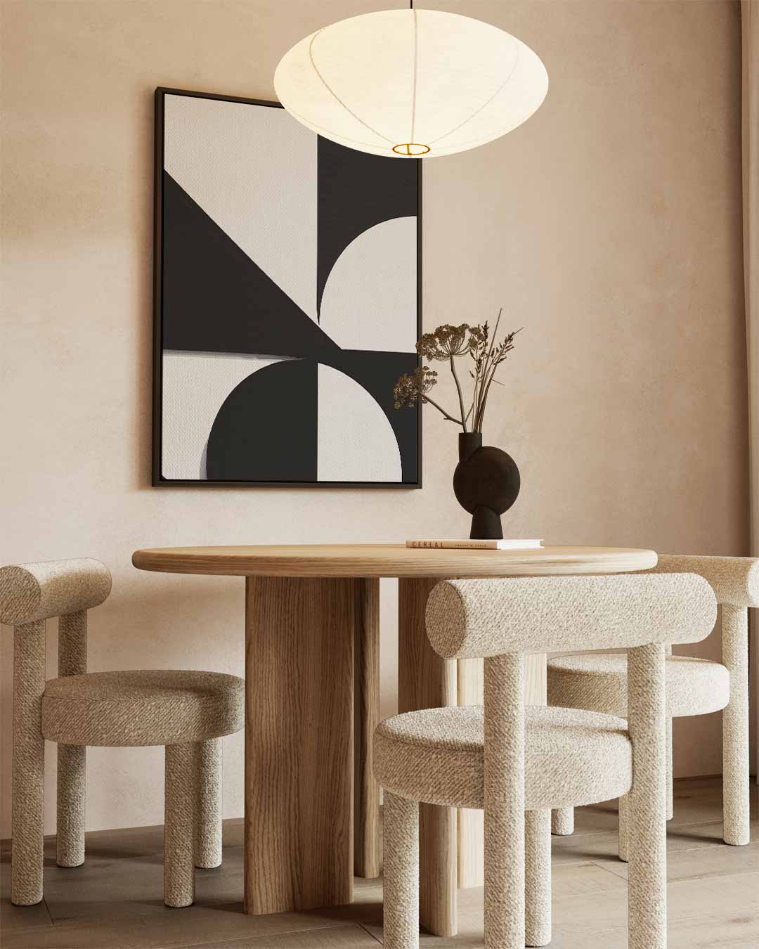 Abstract Geometrisch Contrast – kunstwerk met zwarte baklijst