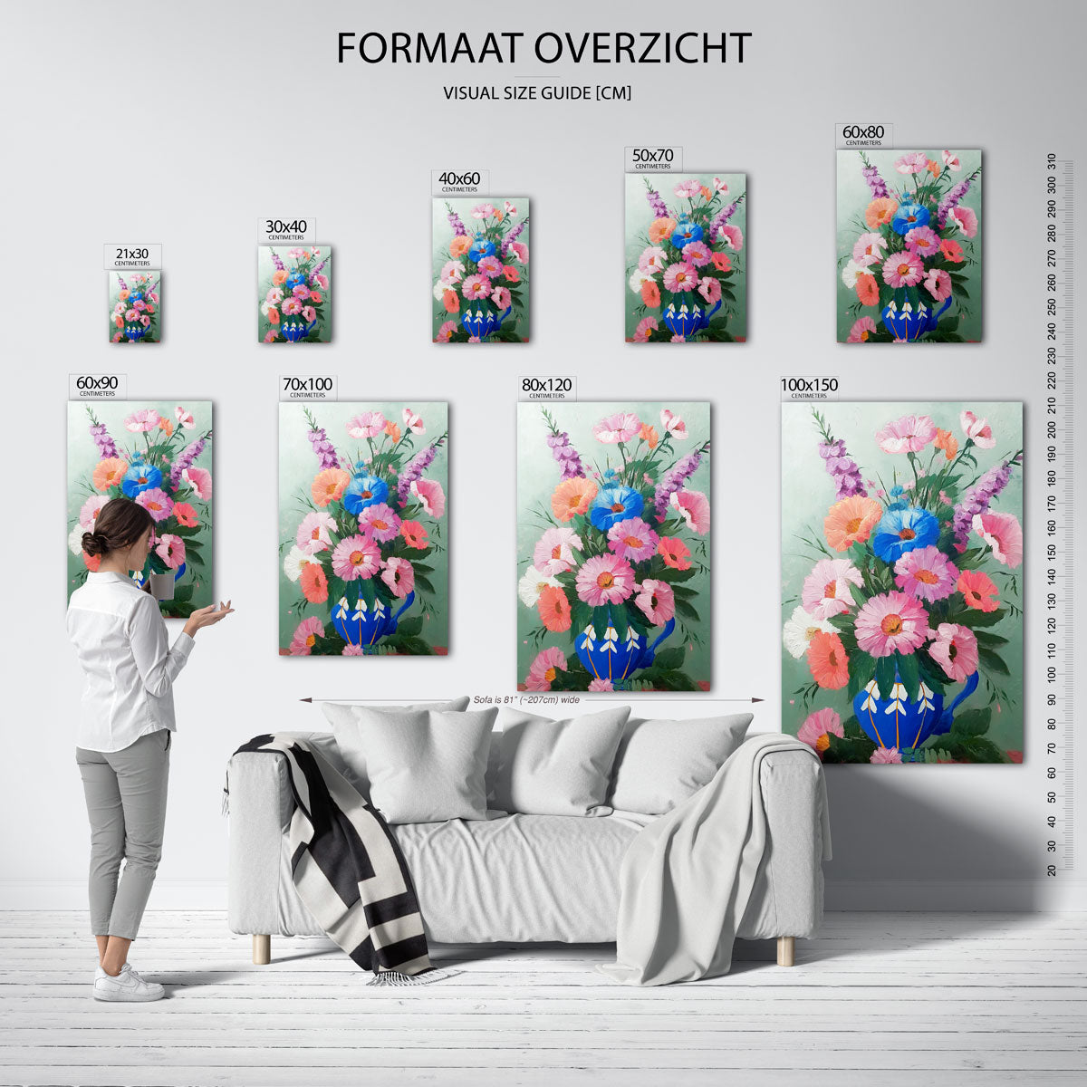 Bloemen in vaas – staande muurposter met sfeervolle illustratie